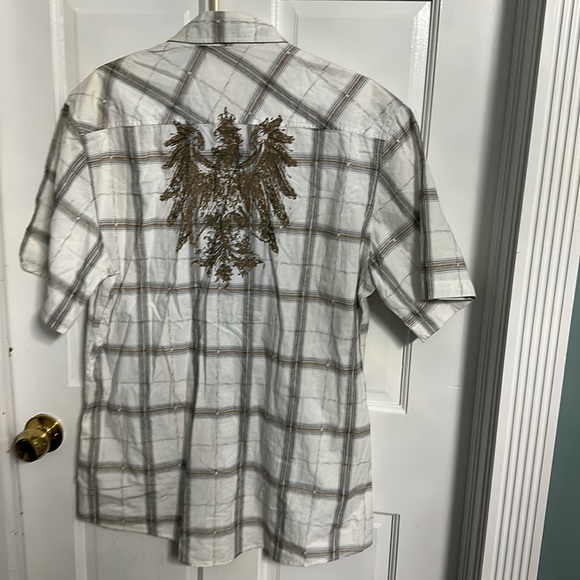 Vintage Men's shirt button down plaid with eagle size XL new 100% cotton - Picture 3 of 4